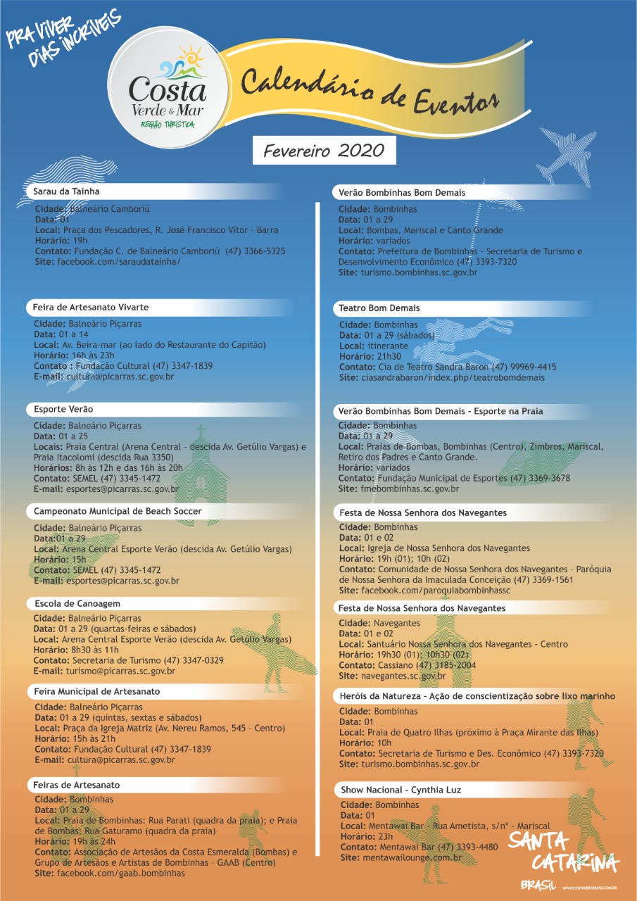 You are currently viewing Confira o Calendário de Eventos da Região Turística Costa Verde & Mar do mês de Fevereiro